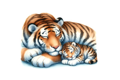 Mama tiger and baby tiger