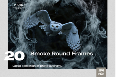 20 Smoke Round Frames Effect JPG and PNG Photo Overlays