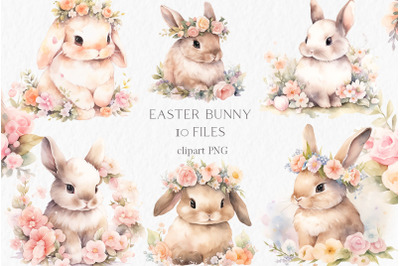Floral easter bunny clipart