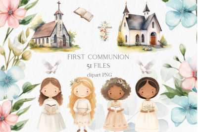 First communion watercolor clipart