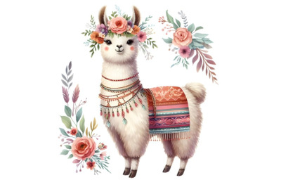 Cute watercolor llama