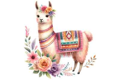 Cute watercolor llama