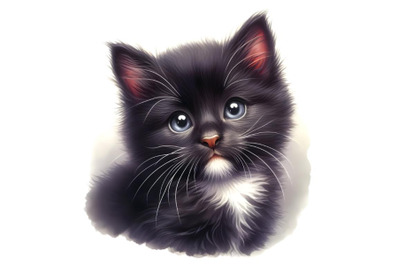 Black kitten with white spot