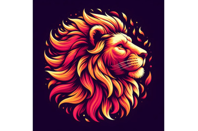 A lion s head in fiery colors