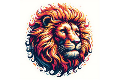 A lion s head in fiery colors