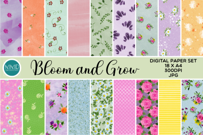 Bloom and Grow Digital Paper Set