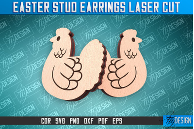 Easter Stud Earrings Laser Cut | Accessories Laser Cut SVG Design | CN