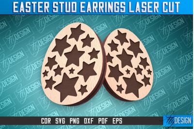 Easter Stud Earrings Laser Cut | Accessories Laser Cut SVG Design | CN