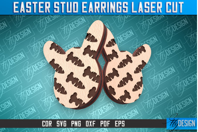 Easter Stud Earrings Laser Cut | Accessories Laser Cut SVG Design | CN