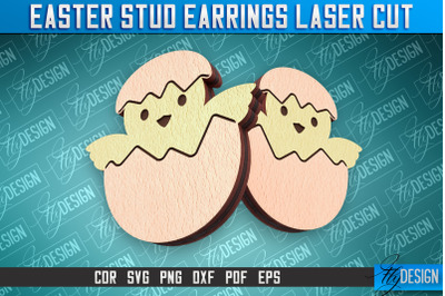 Easter Stud Earrings Laser Cut | Accessories Laser Cut SVG Design | CN