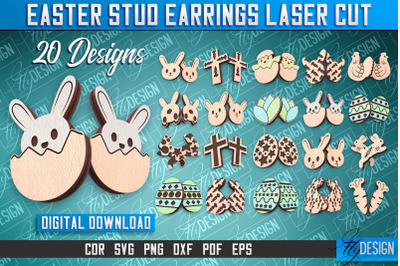 Easter Stud Earrings Laser Cut | Accessories Laser Cut SVG Design | CN