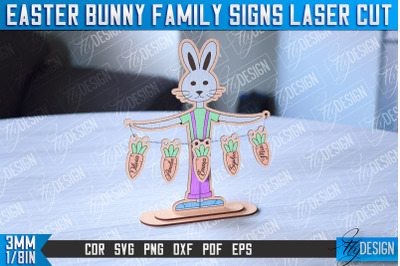 Easter Bunny Family Signs | Family Tree | Laser Cut Design | CNC File