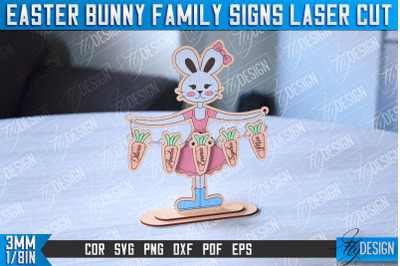 Easter Bunny Family Signs | Family Tree | Laser Cut Design | CNC File