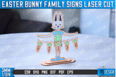 Easter Bunny Family Signs | Family Tree | Laser Cut Design | CNC File