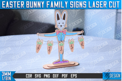 Easter Bunny Family Signs | Family Tree | Laser Cut Design | CNC File