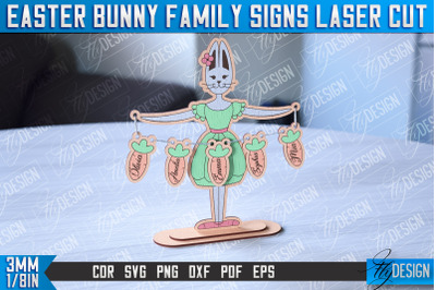 Easter Bunny Family Signs | Family Tree | Laser Cut Design | CNC File