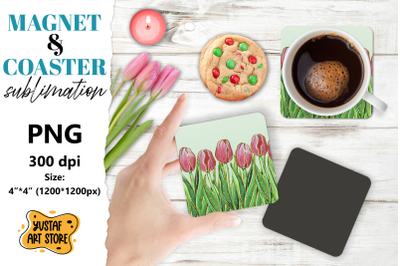 Spring magnet sublimation/Spring coaster sublimation tulips