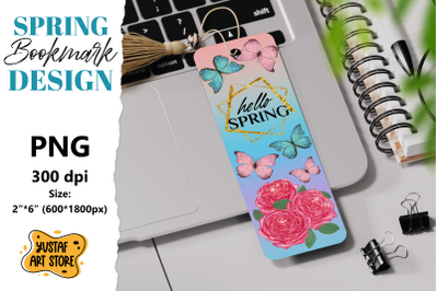 Spring Bookmark printable. Butterfly and roses bookmark