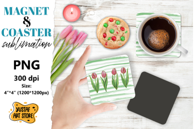 Spring magnet sublimation/Spring coaster sublimation tulips