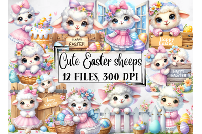 Easter clipart, cute Easter sheeps