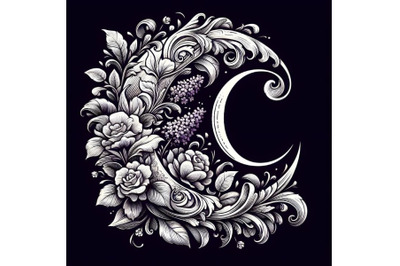 ornate crescent moon