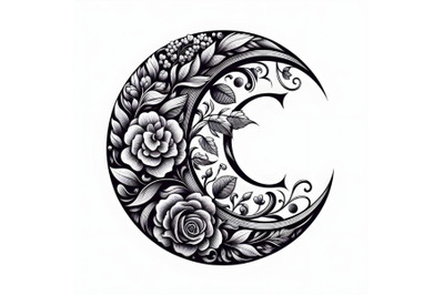 ornate crescent moon