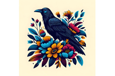 The raven holds symbolic