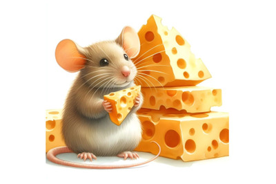 Mouse and large pieces of cheese