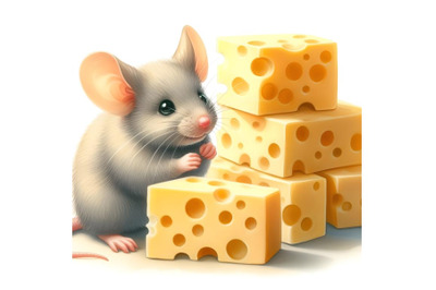 Mouse and large pieces of cheese