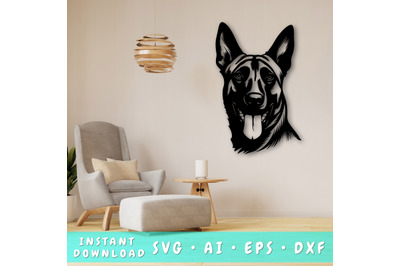 Belgian Malinois Laser SVG Cut File, Belgian Malinois Glowforge File