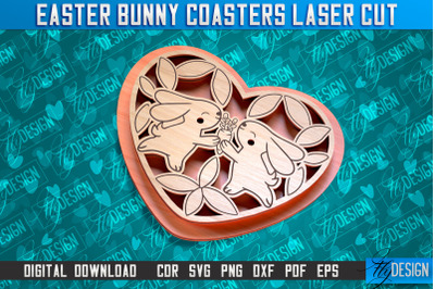 Easter Bunny Coasters | Laser Cutting File | CNC File