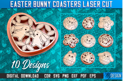 Easter Bunny Coasters | Laser Cutting File | CNC File