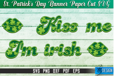 St. Patrick&amp;&23;039;s Day Banner Paper Cut | Paper Banner SVG | Lucky Design