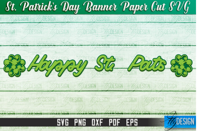 St. Patrick&amp;&23;039;s Day Banner Paper Cut | Paper Banner SVG | Lucky Design