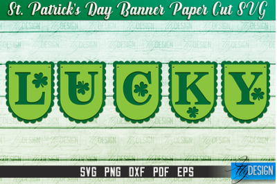 St. Patrick&#039;s Day Banner Paper Cut | Paper Banner SVG | Lucky Design