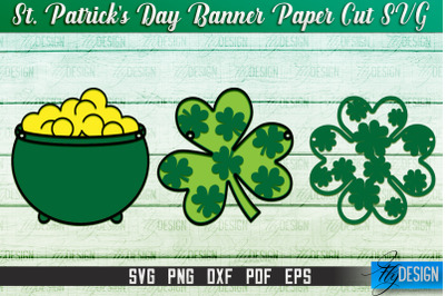 St. Patrick&amp;&23;039;s Day Banner Paper Cut | Paper Banner SVG | Lucky Design