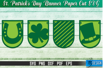 St. Patrick&#039;s Day Banner Paper Cut | Paper Banner SVG | Lucky Design