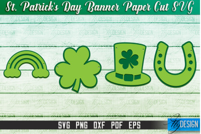 St. Patrick&amp;&23;039;s Day Banner Paper Cut | Paper Banner SVG | Lucky Design