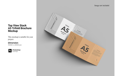 Top View Stack A5 Trifold Brochure Mockup