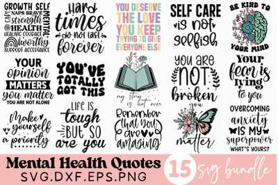 Mental Health Quotes SVG Bundle