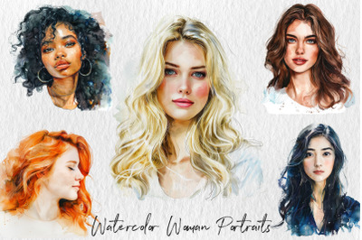 Watercolor women portraits