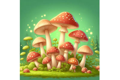 mushrooms in a forest