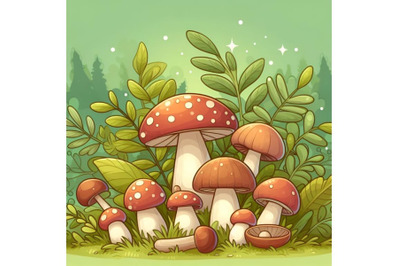 mushrooms in a forest