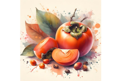 Persimmon and splashes