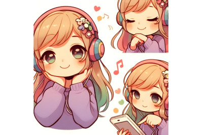 Playful girl listening music