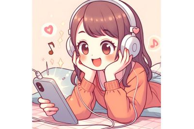 Playful girl listening music