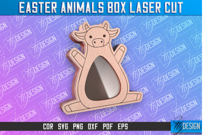 Happy Easter Box | Easter Cow Box Laser Cut | Candy Dome