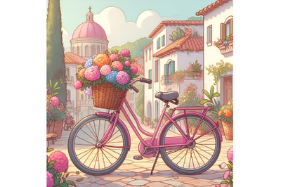 Pink Bicycle with Flower