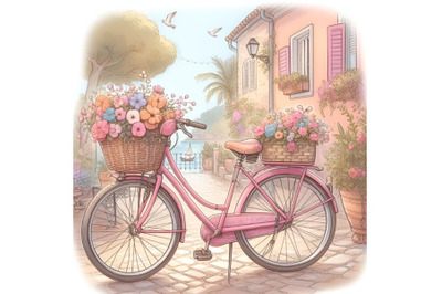 Pink Bicycle with Flower