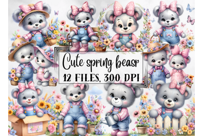 Teddy bears clipart, cute spring clipart